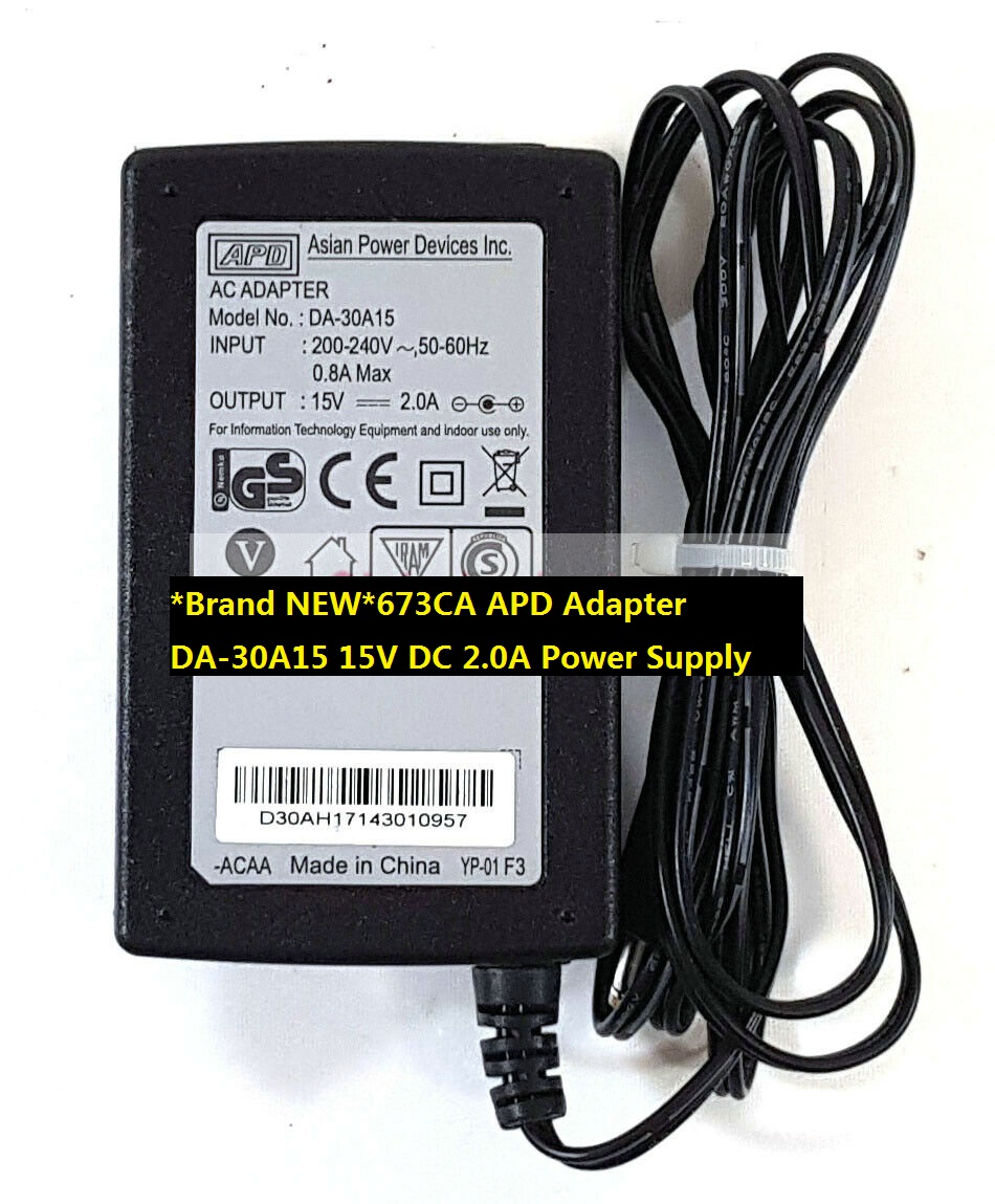 *Brand NEW*673CA APD Adapter DA-30A15 15V DC 2.0A Power Supply